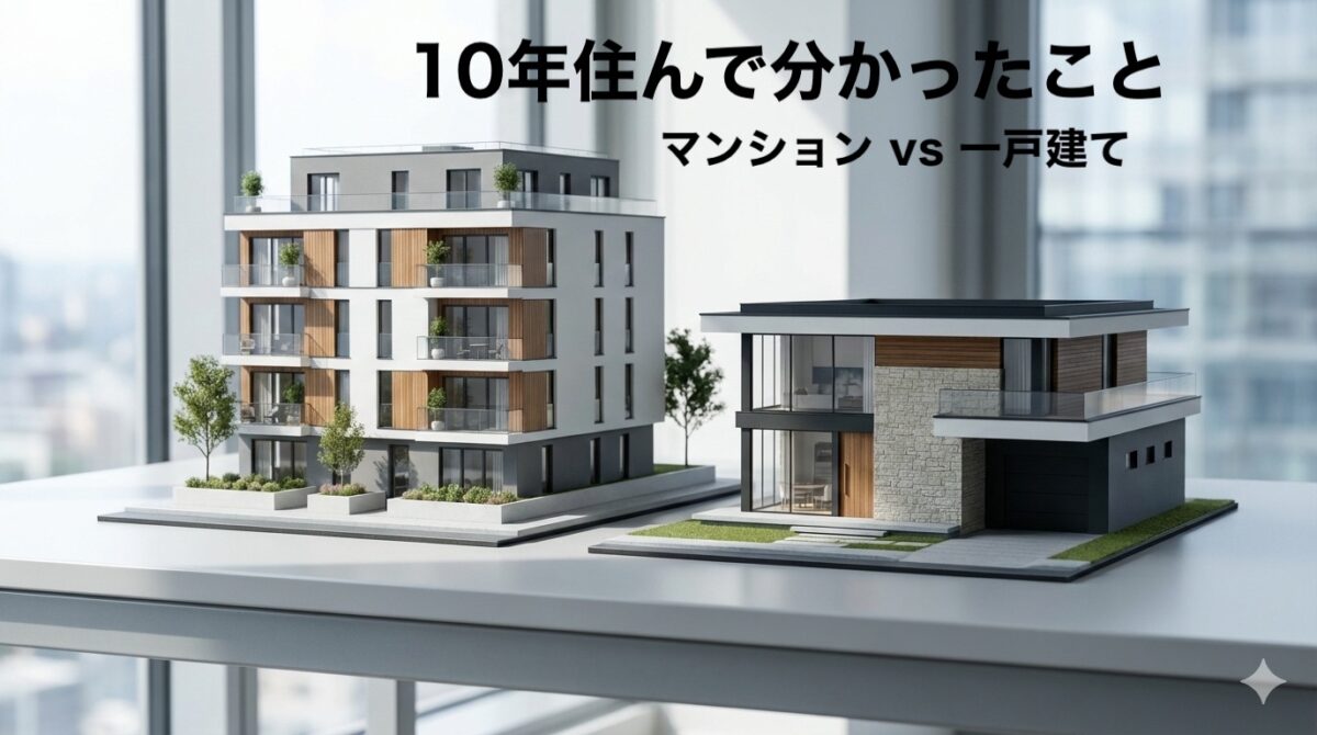 マンションと一戸建てを天秤で比較するイメージ画像